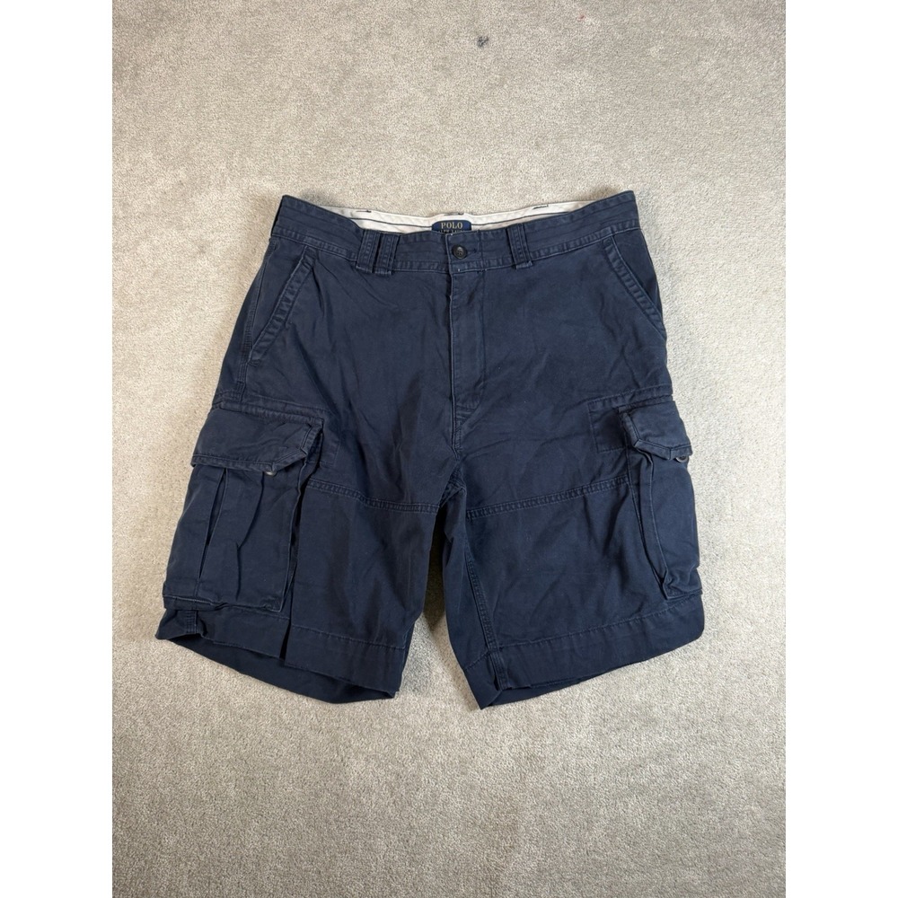 Polo Ralph Lauren Shorts Men 36 Navy Cargo Twill Relaxed Baggy Utility Chino 10"